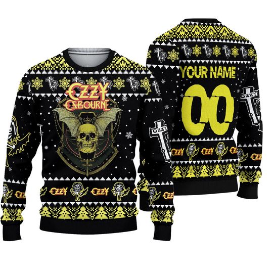 Personalized Ozzy Osbourne Crazy Train Christmas Ugly Sweater Unisex All Size