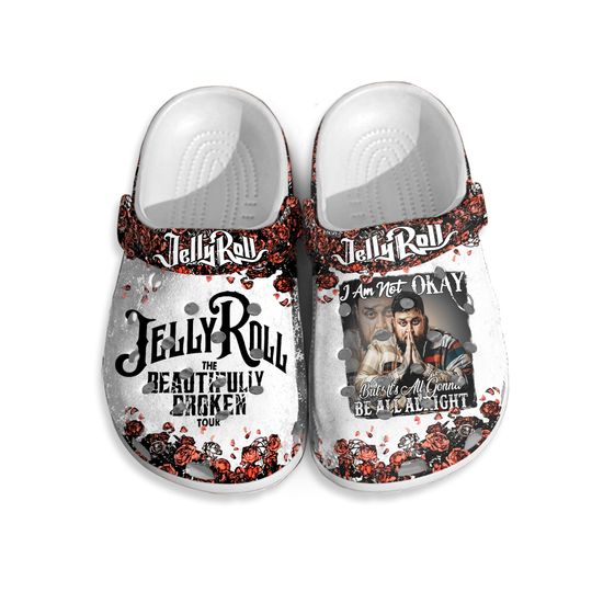 Jelly Roll Shoes, I Am Not Okay Shoes, Jelly Roll 2024 Tour Sandals, Beautiful Broken Tour Shoes, Jelly Roll Merch, Jelly Roll Fan Gift