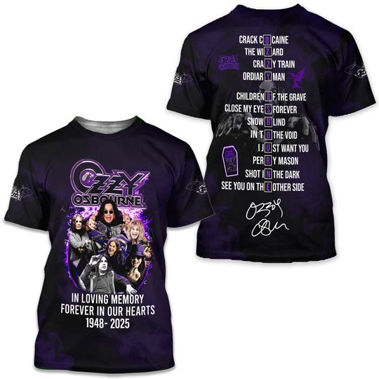 Ozzy Osbourne 3D T-Shirt RIP 1948-2025 Tribute, S-5XL