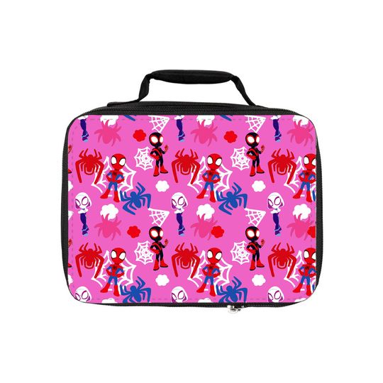 PINK spidey and Friends Lunch Bag, Kids Lunch Bag, School  Lunch Bag, Back to school Lunch Bag