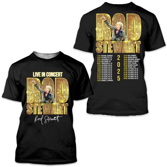 Rod Stewart Tour 2025 All size S to 5XL Gift Fans 3D T-shirt