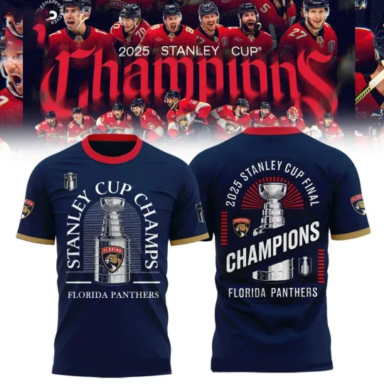 Florida Panther Stan*leyy Cup Champs Navy AOP Shir Gift Fan