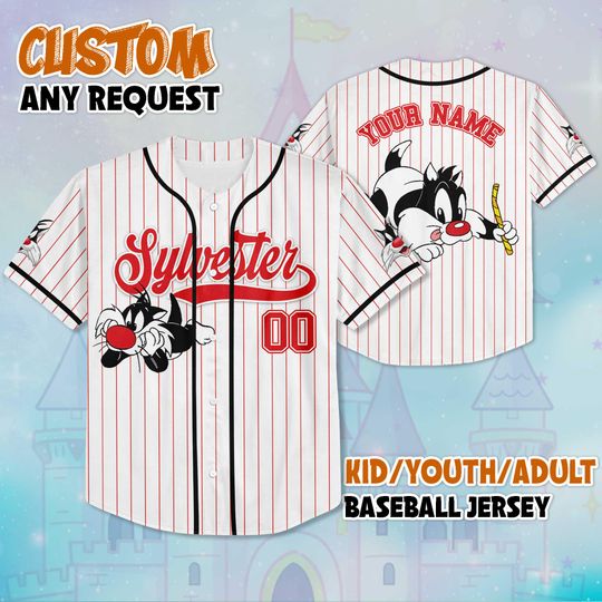Discover Personalized Sylvester Baby Looney Tunes Baseball Jersey, Custom Sylvester Baby The Cat Baseball Jersey, Disney Baseball Team Outfit