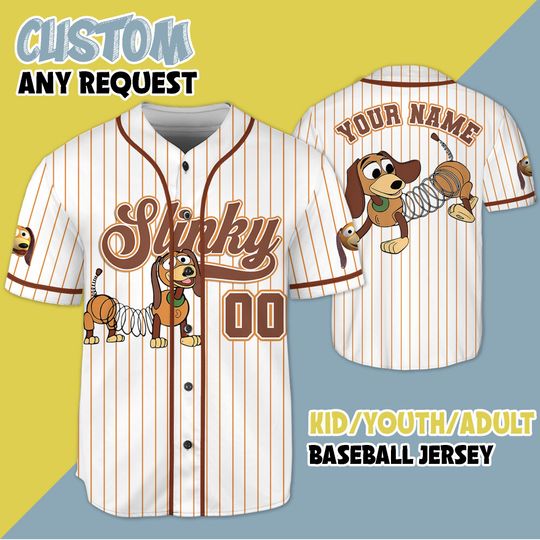 Personalized Toy Story Slinky Dog Baseball Jersey, Disney Toy Story Slinky Dog Jersey Shirt, Slinky Dog Baseball Teams