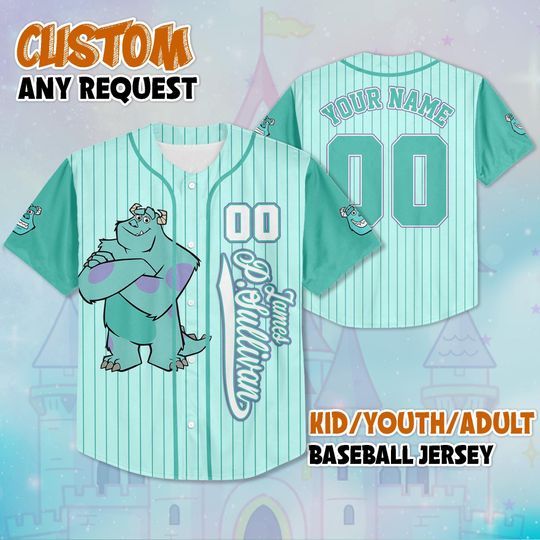Personalized Monsters Inc James P. Sullivan Baseball Baseball Jersey, Custom James P. Sullivan Baseball Jersey, Monsters Inc Jersey Shirt