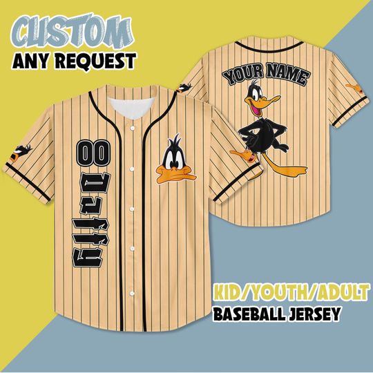 Personalized Daffy Duck Simple Baseball Baseball Jersey, Custom Daffy Duck Baseball Jersey, Looney Tunes Baseball Team Outfit