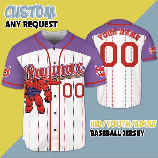 Personalized Big Hero 6 Baymax Baseball Jersey, Custom Baymax Baseball Jersey, Big Hero 6 Baseball Jersey, Disney Trip Shirt