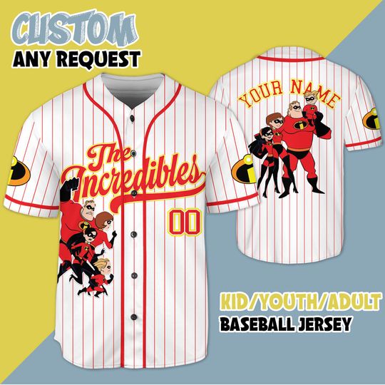 Discover Personalized The Incredibles Baseball Jersey, Custom Disney The Incredibles Jersey Shirt, Disney Baseball Teams, Gift for Fan