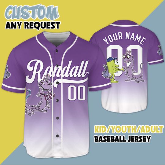 Discover Personalized Monster Inc Randall Boggs Baseball Jersey, Custom Name Randall Boggs Jersey Shirt, Monster Inc Baseball Teams Outfit