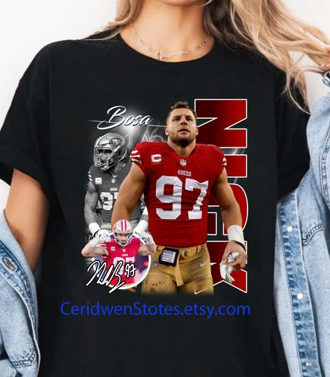 Nick Bosa Shirt Vintage Nick Bosa Graphic Tee Jersey Bootleg 90s Style T-Shirt Unisex Gifts for Him and Her