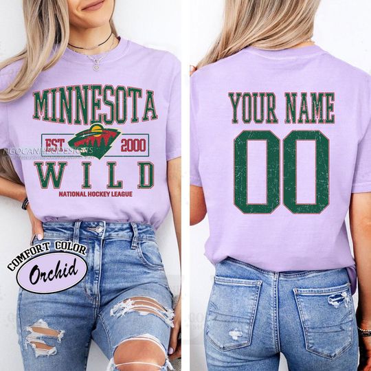 Personalized Minnesota Wild T-Shirt | T-Shirt for Hockey Fans | Custom Number | Retro Team Shirt