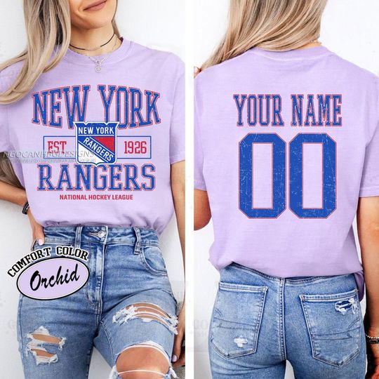 Personalized New York Rangers T-Shirt | T-Shirt for Hockey Fans | Custom Number | Retro Team Shirt