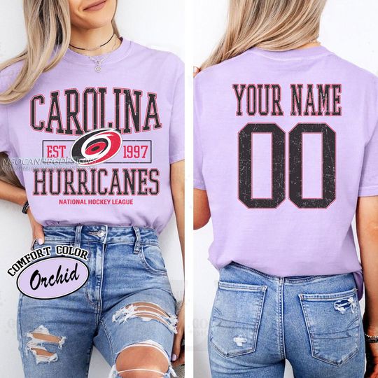 Personalized Carolina Hurricanes T-Shirt | T-Shirt for Hockey Fans | Custom Number | Retro Team Shirt