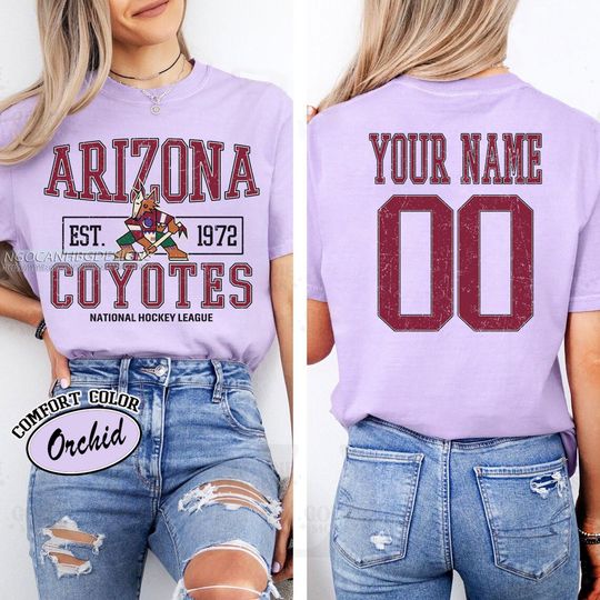 Personalized Arizonna Coyotes T-Shirt | T-Shirt for Hockey Fans | Custom Number | Retro Team Shirt