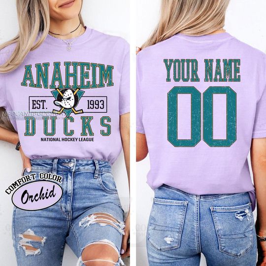 Personalized Anaheim Ducks T-Shirt | T-Shirt for Hockey Fans | Custom Number | Retro Team Shirt