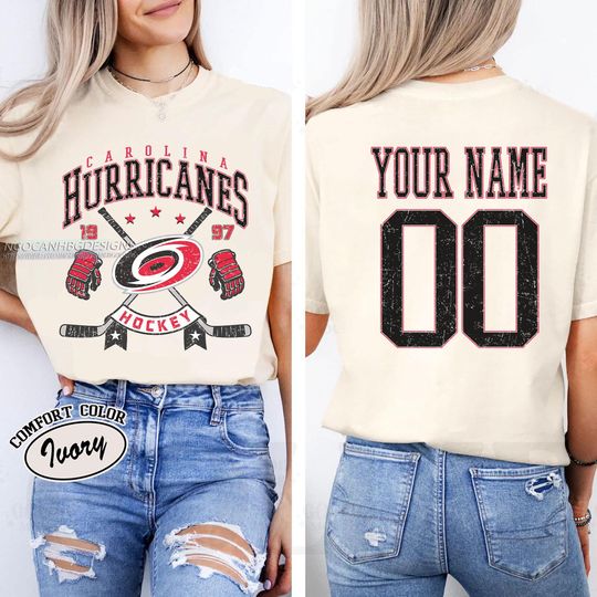 Personalized Carolina Hurricanes T-shirt, Custom Name & Number Hockey Shirt,  Unisex Fan Gift for Sports Lovers