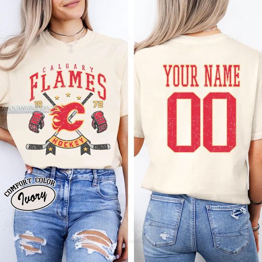 Personalized Calgary Flames T-shirt, Custom Name & Number Hockey Shirt, Unisex Fan Gift for Sports Lovers