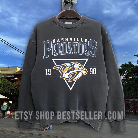 Discover Nashville Predator Vintage Style Comfort Colors Sweatshirt, Predators Sweater, Predator Shirt, Hockey Fan, Retro Nashville Ice Hockey