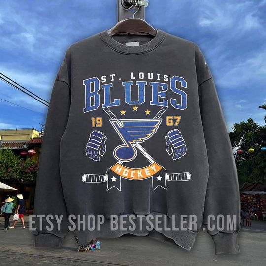 ST. Louis Blue Vintage Style Comfort Colors Sweatshirt, Blues Sweater, Blues T-Shirt, Hockey Fan Shirt, Retro ST. Louis Ice Hockey