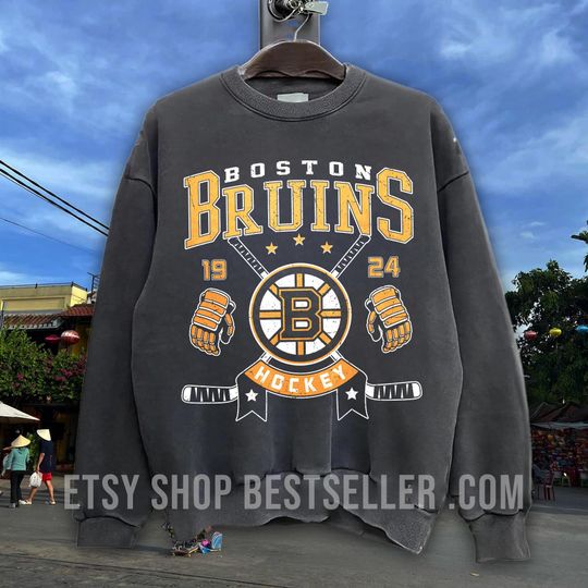Boston Hockey Vintage Style Crewneck Comfort Colors Sweatshirt, Hockey T-Shirt, College Sweater, Hockey Fan Shirt, Boston Hockey Retro Shirt