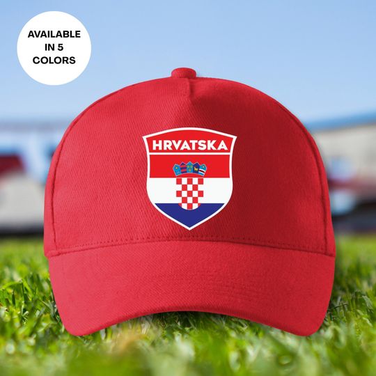 Discover Croatia Soccer Cap, Croatia Country Flag in a Shield Hat, Printed Soccer Dad Cap, Soccer Mom Cap, Croatia Football Unisex Adjustable Cap