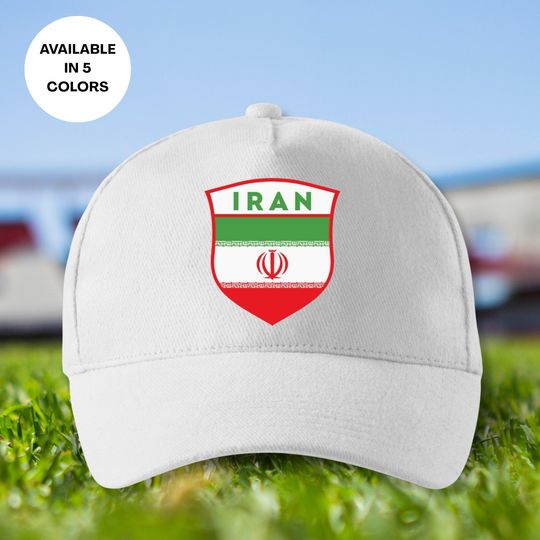 Iran Soccer Cap, Iranian National Team Flag Hat, Iran Football Emblem in a Shield Unisex Cap, Printed Soccer Dad Cap, Iran Sports Cap