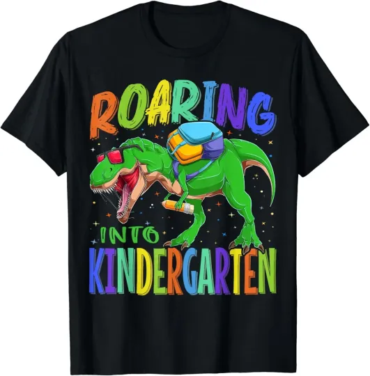 Discover Roaring into Kindergarten Dinosaur T Rex Back to School Boys Gift Unisex T-Shirt
