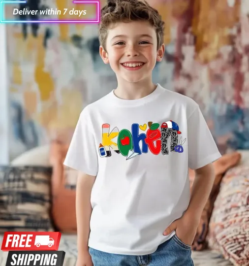 Custom Name Back To School Shirt for Boys, First Day Of School Outfit, Toddler