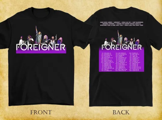 2 Sides Foreigner Band 2025 Tour Shirt Black Unisex S-5XL
