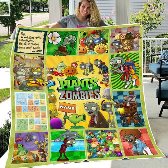 Personalized Plants And Zombies Blanket, Plants vs zombies birthday party, Custom Blanket, Plants Vs Zombies Blanket