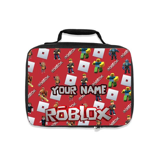 Roblox lunch bag with name - personalized lunch box for children with all-over design, ideal for school & trips, gift idea for fans