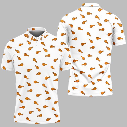 White and orange fried chicken golf polo shirt unisex