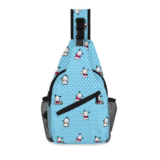 Pochacco Chestbag Chest Crossbody Bag with Adjustable Strap Kawaii Dog Chest Bag Blue Chest Bag Pochacco Sling Bag