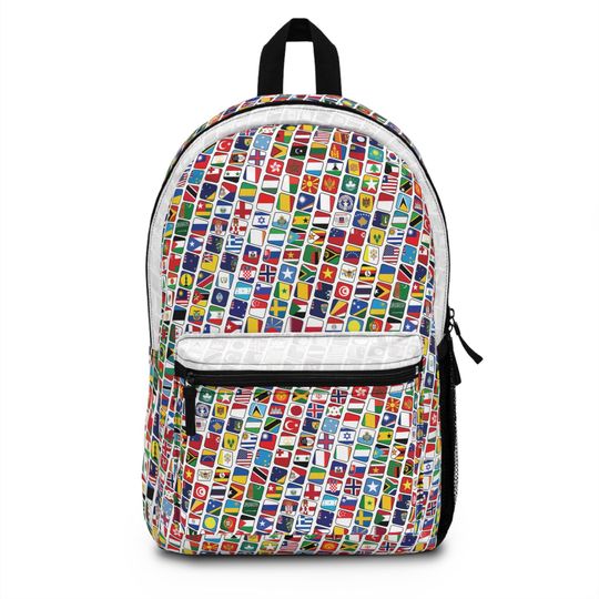 Flag Backpack (white background), Travel Backpack, School Backpack, Hiking Backpack, Country Flag Rucksack, Patriotic Bag