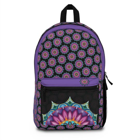 Mandela Backpack (purple), Colorful Geometric Pattern Rucksack, School Bag, Travel Daypack, Boho Knapsack, Gift for College Student