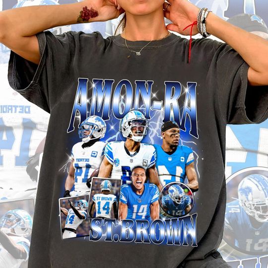 Amon-Ra St. Brown Unisex Shirt - Custom Football Tee, 90s Design, Retro Graphic Tee, Unisex, football Gift, Detroit Lions Team T-Shirt