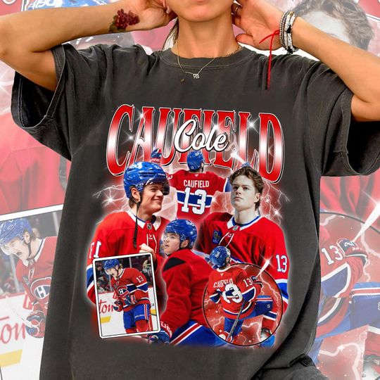 Cole Caufield Montreal Canadiens Hockey T-Shirt, Unisex 90s Vintage Hockey Fan Gift, Christmas Gift Hockey Shirt
