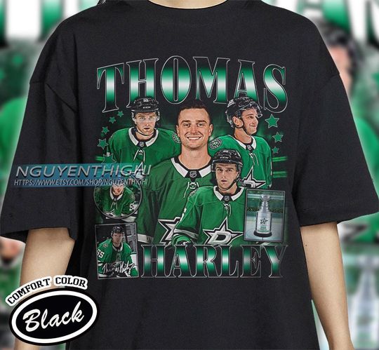 Thomas Harley Hockey T-shirt, Dallas Stars Hockey T-shirt, 90s Vintage Hockey Shirt, Hockey Gift For Fan