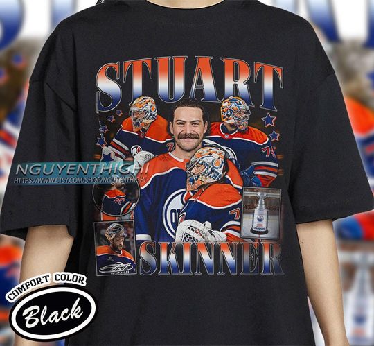 Stuart Skinner Hockey T-shirt, Edmonton Oilers Hockey T-shirt, 90s Vintage Hockey Shirt, Hockey Gift For Fan
