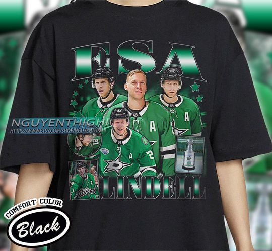 Esa Lindell Hockey T-shirt, Dallas Stars Hockey T-shirt, 90s Vintage Hockey Shirt, Hockey Gift For Fan