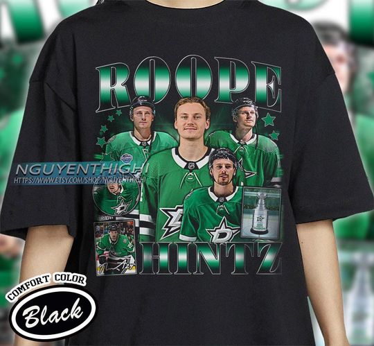 Roope Hintz Hockey T-shirt, Dallas Stars Hockey T-shirt, 90s Vintage Hockey Shirt, Hockey Gift For Fan