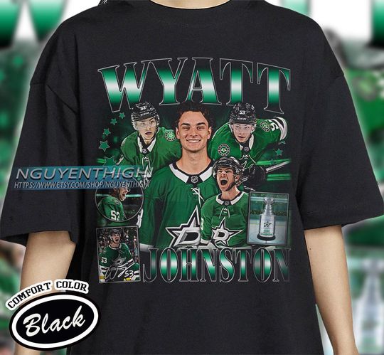 Wyatt Johnston Hockey T-shirt, Dallas Stars Hockey T-shirt, 90s Vintage Hockey Shirt, Hockey Gift For Fan