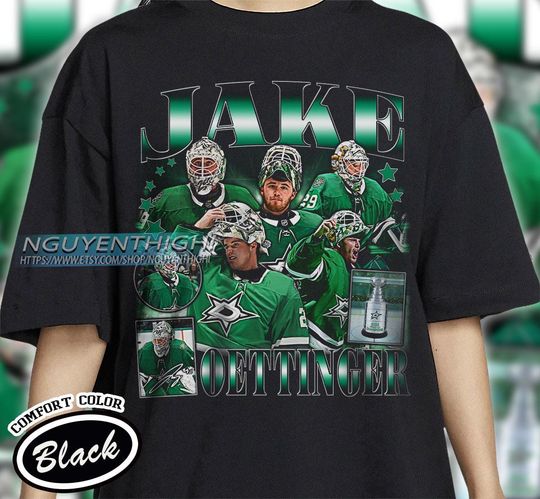 Jake Oettinger Hockey T-shirt, Dallas Stars Hockey T-shirt, 90s Vintage Hockey Shirt, Hockey Gift For Fan