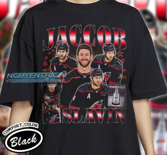 Jaccob Slavin Hockey T-shirt, Carolina Hurricanes Hockey T-shirt, 90s Vintage Hockey Shirt, Hockey Gift For Fan