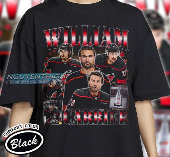 William Carrier Hockey T-shirt, Carolina Hurricanes Hockey T-shirt, 90s Vintage Hockey Shirt, Hockey Gift For Fan