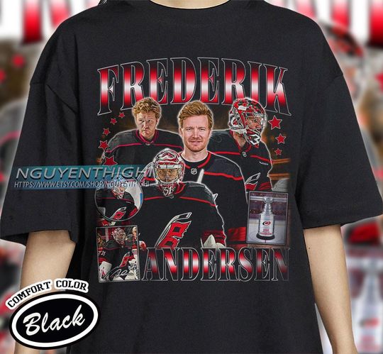 Frederik Andersen Hockey T-shirt, Carolina Hurricanes Hockey T-shirt, 90s Vintage Hockey Shirt, Hockey Gift For Fan