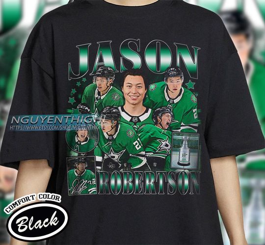 Jason Robertson Hockey T-shirt, Dallas Stars Hockey T-shirt, 90s Vintage Hockey Shirt, Hockey Gift For Fan