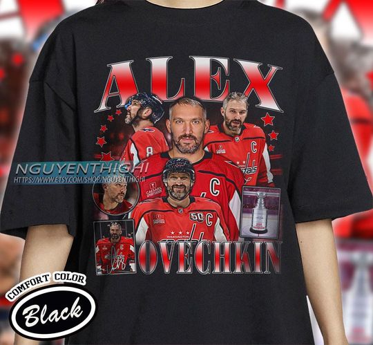 Alex Ovechkin Hockey T-shirt, Washington Capitals Hockey T-shirt, 90s Vintage Hockey Shirt, Hockey Gift For Fan