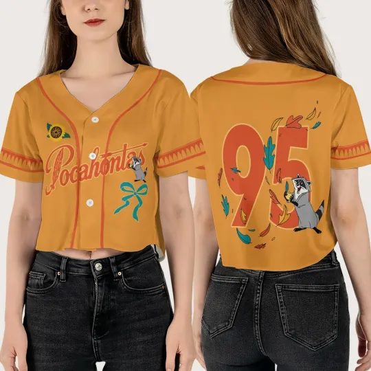Personalized Pocahontas Meeko Flit Percy Coquette Bow Crop Top Baseball Jersey