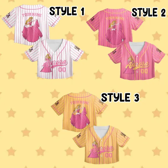 Personalized Princess Aurora Sleeping Beauty Simple Crop Top Baseball Jersey